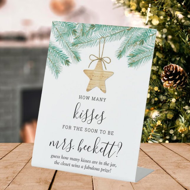 A Merry Little Bridal Shower Guess The Kisses Game Pedestal Sign (Creator Uploaded)