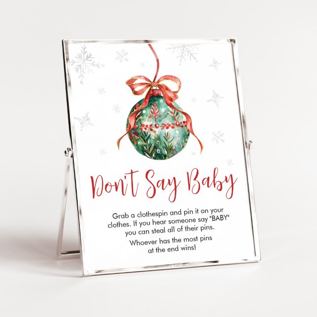A Merry Little Christmas Baby Shower Dont Say Baby Poster (Merry Little Christmas Ornaments Baby Shower Don't Say Baby Sign)