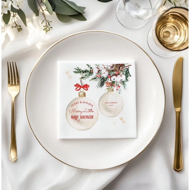 A Merry Little Christmas Baby Shower Modern Napkin (Creator Uploaded)
