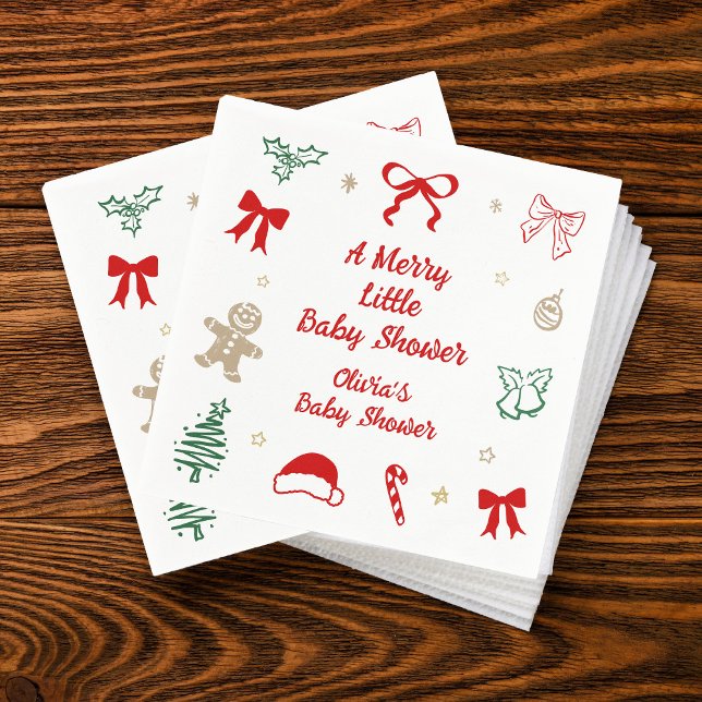 A Merry Little Christmas Baby Shower Napkin (Creator Uploaded)