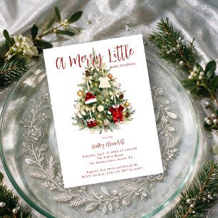 A Merry Little Christmas Baby Shower Tree LPM26 Invitation