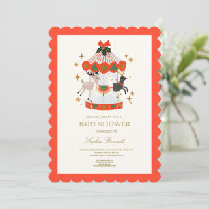 A merry little Christmas Carousel Baby Shower Invitation
