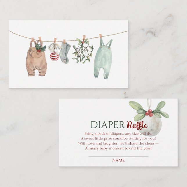 A Merry Little Christmas Clothes Diaper Raffle Enclosure Card (Front/Back)