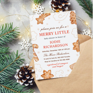 A Merry Little Christmas Cookie Baby Shower Invitation