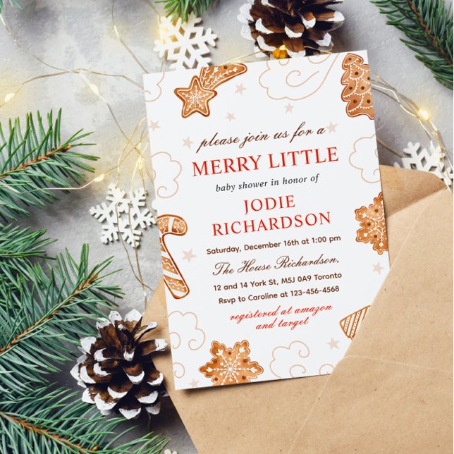  A Merry Little Christmas Cookie Baby Shower Invitation (Creator Uploaded)