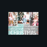 A Merry Little Christmas Family Photo Collage Canvas Print<br><div class="desc">A Merry Little Christmas Family Custom 3 Photo Collage Wrapped Canvas Print. With fun modern fonts,  Berries,  and a frosty teal & Charcoal background! Replace with your photos and send a special personalised christmas greeting to family and friends!</div>