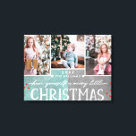 A Merry Little Christmas Family Photo Collage Canvas Print<br><div class="desc">A Merry Little Christmas Family Custom 3 Photo Collage Wrapped Canvas Print. With fun modern fonts,  Berries,  and a frosty teal & Charcoal background! Replace with your photos and send a special personalised christmas greeting to family and friends!</div>