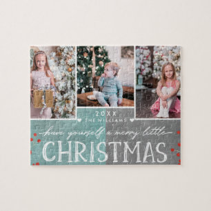A Merry Little Christmas Family Photo Collage Jigsaw Puzzle