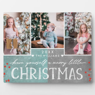 A Merry Little Christmas Family Photo Collage Plaque
