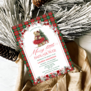 A Merry Little Christmas Tartan Baby Shower Invitation