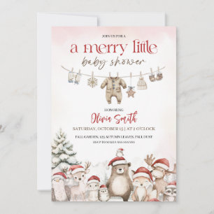 A merry little clothesline woodland baby shower invitation