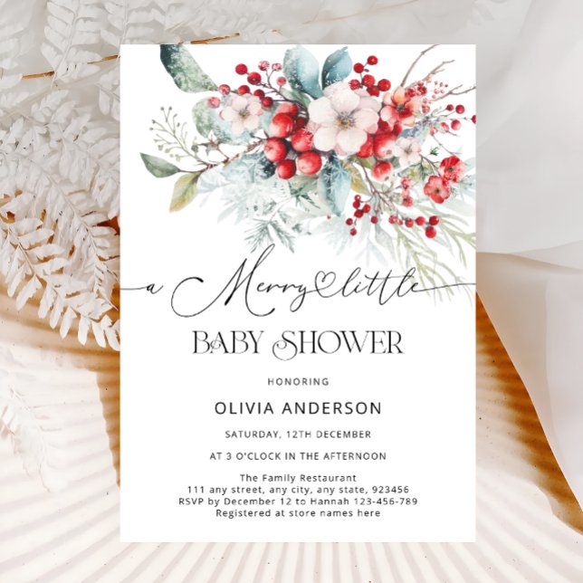 A Merry Little Frosty Floral Baby Shower Invitation (Creator Uploaded)