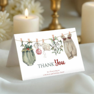 A Merry Little Girl Baby Shower Christmas Clothes  Thank You Card