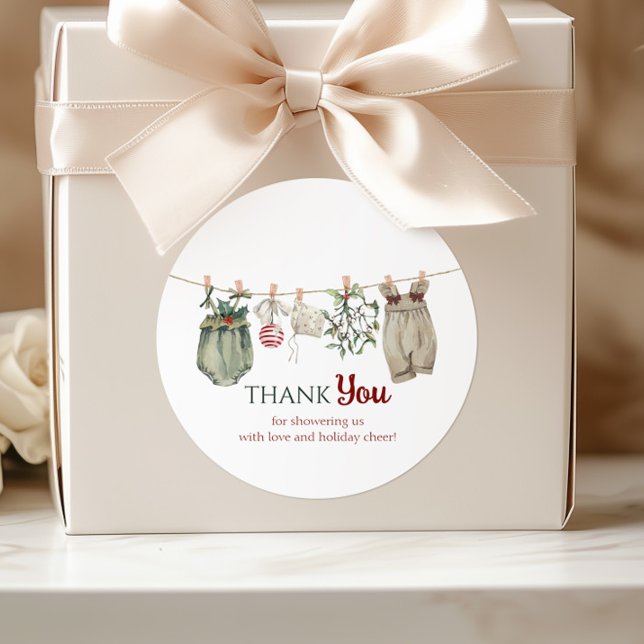 A Merry Little Girl Christmas Clothes Thank You Classic Round Sticker (Creator Uploaded)