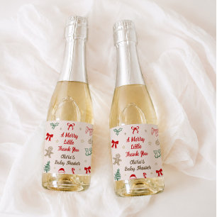 A Merry Little Thank You Christmas Baby Shower Sparkling Wine Label