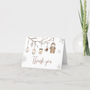 A Merry Little Winter Christmas Baby Shower Thank You Card