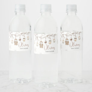 A Merry Little Winter Christmas Baby Shower Water Bottle Label