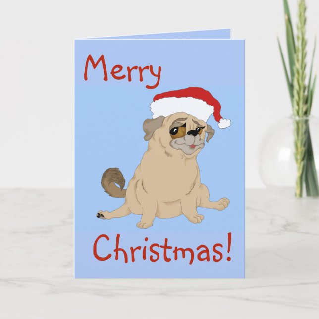 A Merry Pug Christmas Holiday Card (Front)
