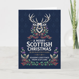 A Merry Scottish Christmas Tartan Stag Card