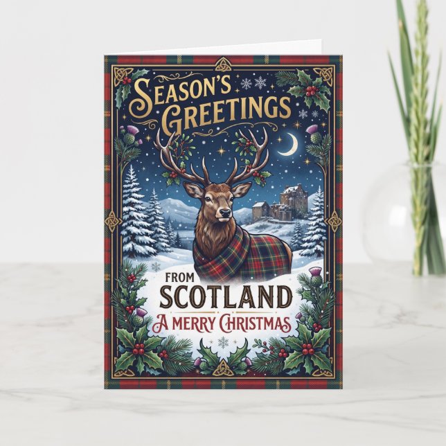 A Merry Scottish Christmas Thistle Card (Front)