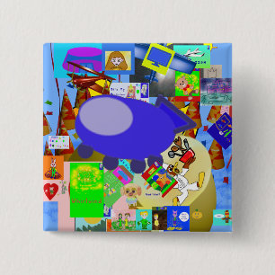 A Merry Spaceship Cartoon Button