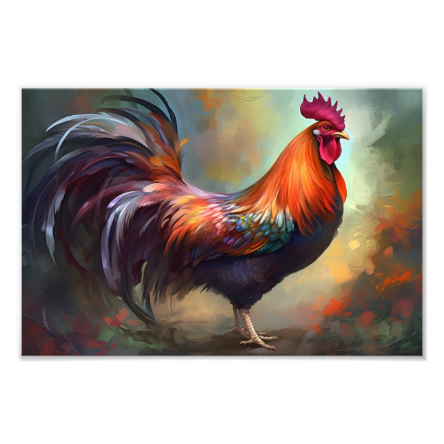 A Mesmerizing Rooster Painting Photo Enlargement (Front)