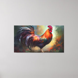 A Mesmerizing Rooster Stretched Canvas Print