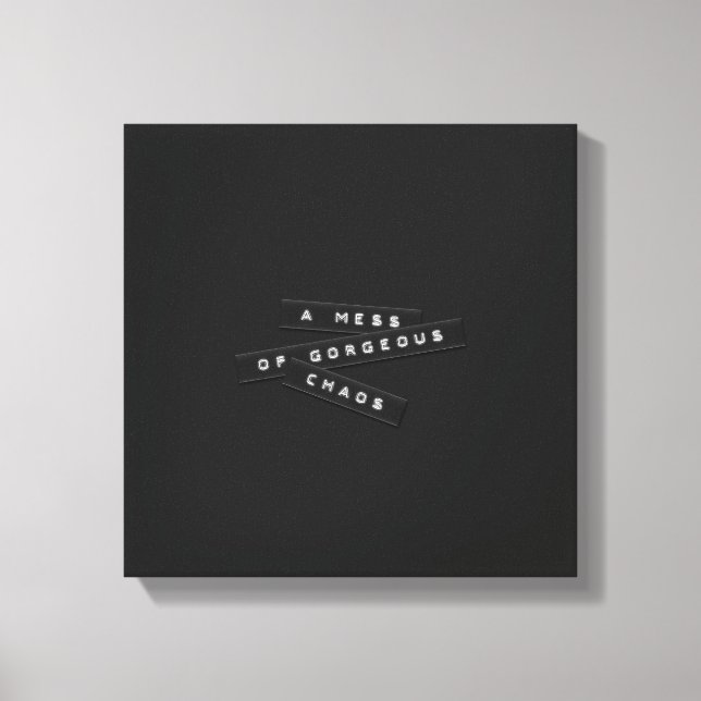 A Mess Of Gorgeous Chaos Embossed Labels Canvas Print (Front)