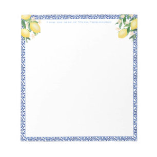 A Message From Amalfi Lemons Italian Blue Tiles Notepad