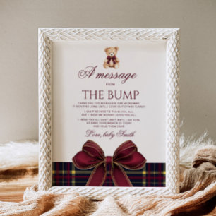 A message from the bump Teddy Bear Red Bow Poster