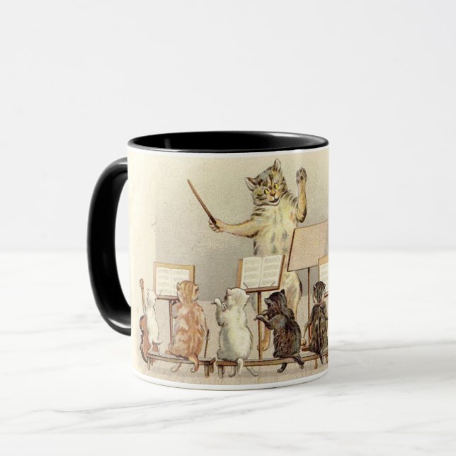 A Mewsical Menagery Vintage Illustration Mug (Front Left)