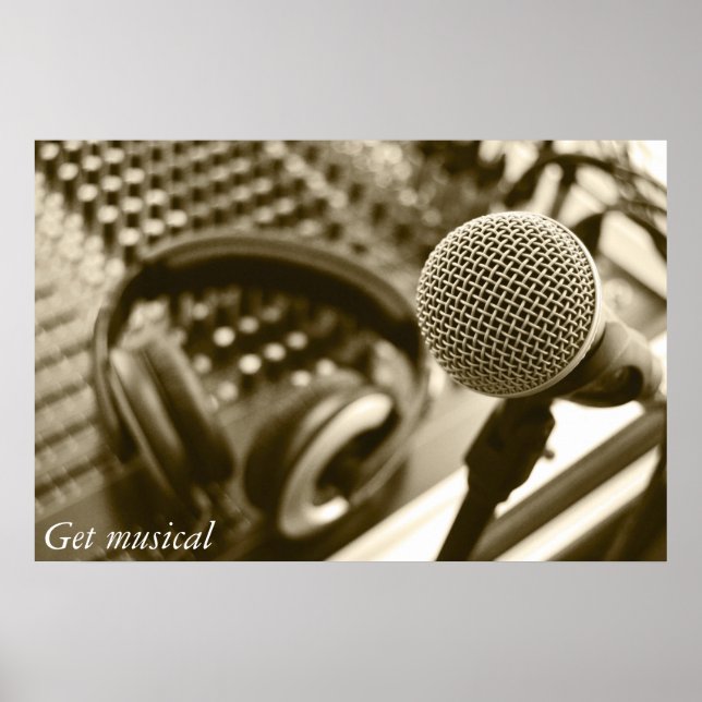 A microphone and headphones poster (Front)