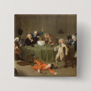 A Midnight Modern Conversation, c.1732 (oil on can 15 Cm Square Badge