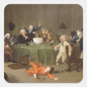 A Midnight Modern Conversation, c.1732 (oil on can Square Sticker