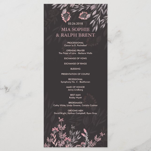 A Midsummer Night's Dream Wedding Programme (Front)