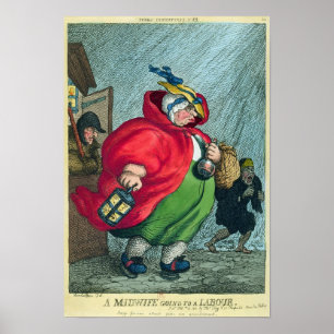 A midwife going to a labour, 1811 poster