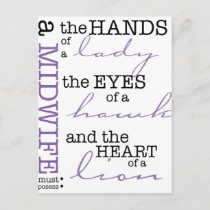 A midwife must possess .... postcard