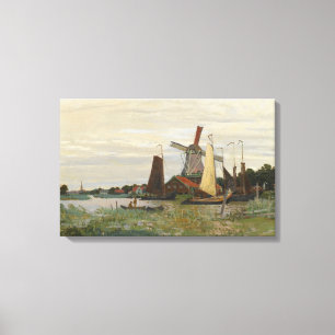 A Mill In Zandam - Claude Monet - 1871 Canvas Print
