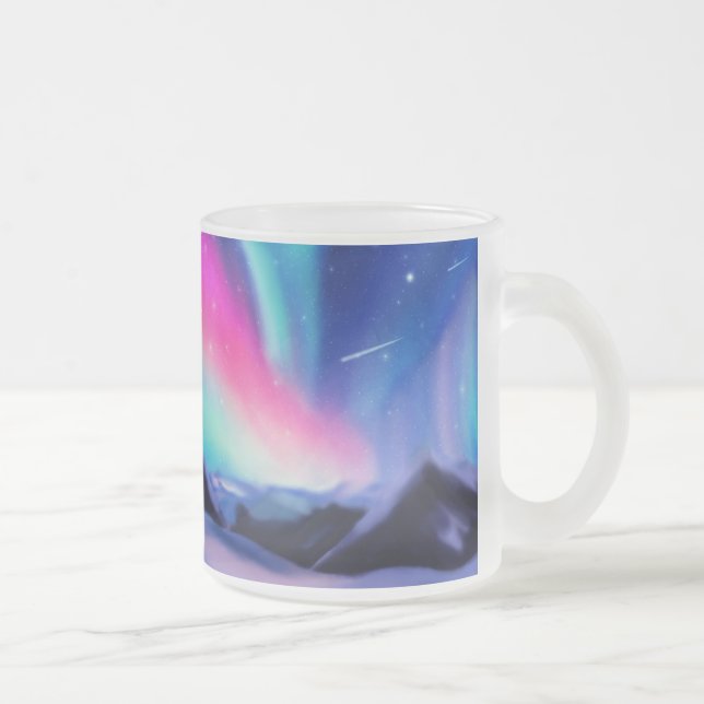 A Million Aurora Dreams Frosted Glass Coffee Mug (Right)