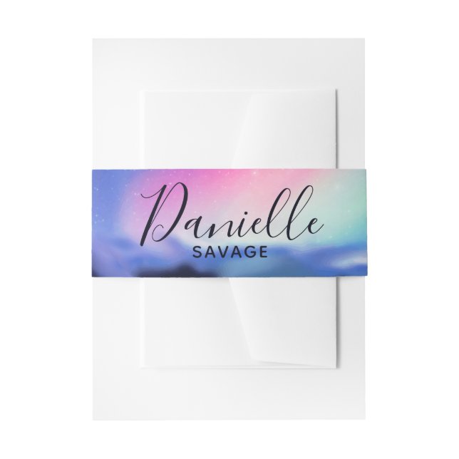 A Million Aurora Dreams Invitation Belly Band (Front Example)