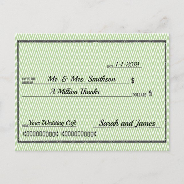 A Million Thanks Check Postcard (Front)