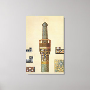 A Minaret and Ceramic Details from the Mosque of t Canvas Print