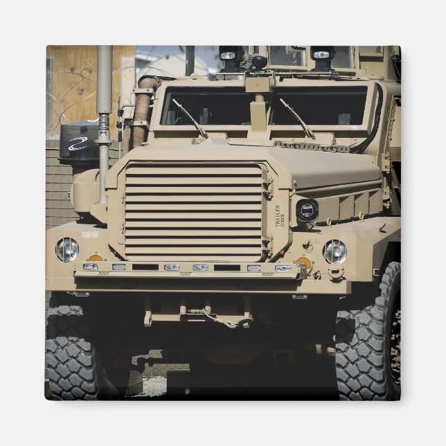 A mine-resistant, ambush-protected vehicle magnet (Front)