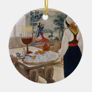 A Miner's Cottage, from a commercially printed por Ceramic Tree Decoration