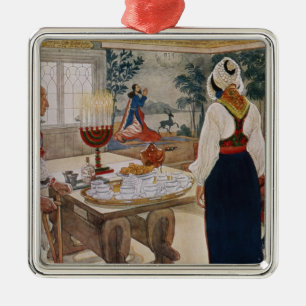 A Miner's Cottage, from a commercially printed por Metal Tree Decoration