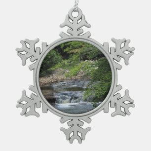 A Miniature Waterfall Snowflake Pewter Christmas Ornament