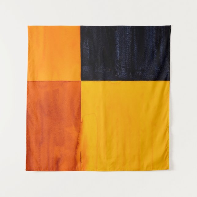 A minimalist abstract painting; textured blocks of tapestry (Front)