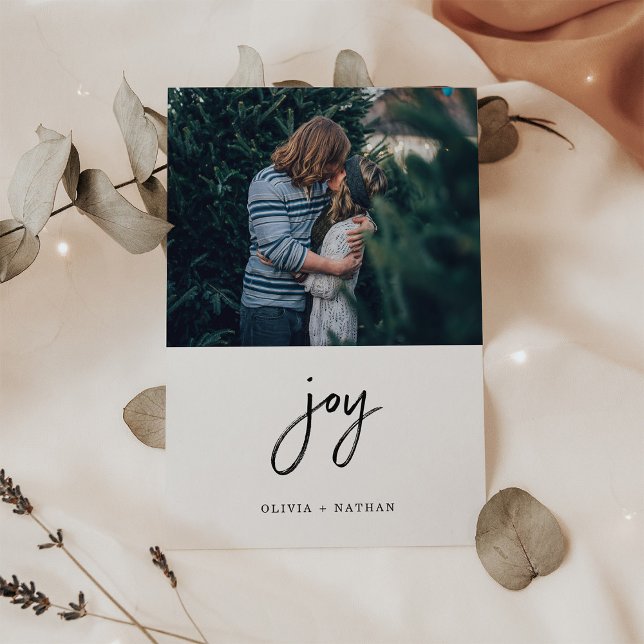 A Minimalist Christmas | Joy with Two Photos Holiday Card (Creator Uploaded)
