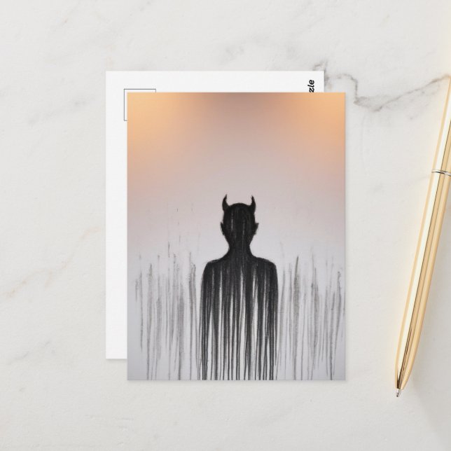 A minimalist devil postcard (Front/Back In Situ)