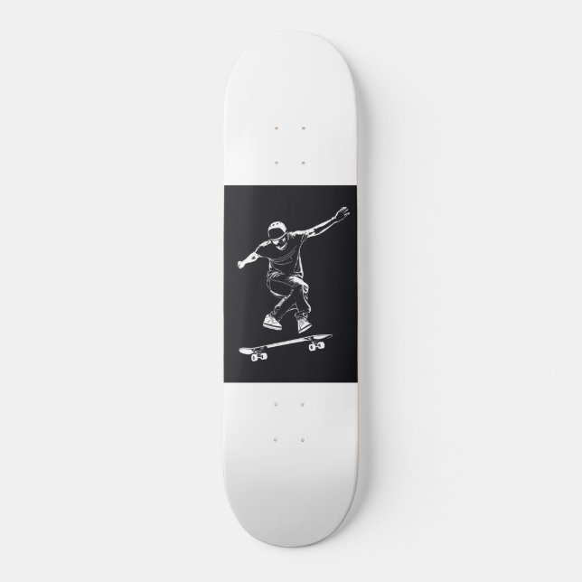 A minimalistic graphic design of a skateboarder in skateboard (Front)